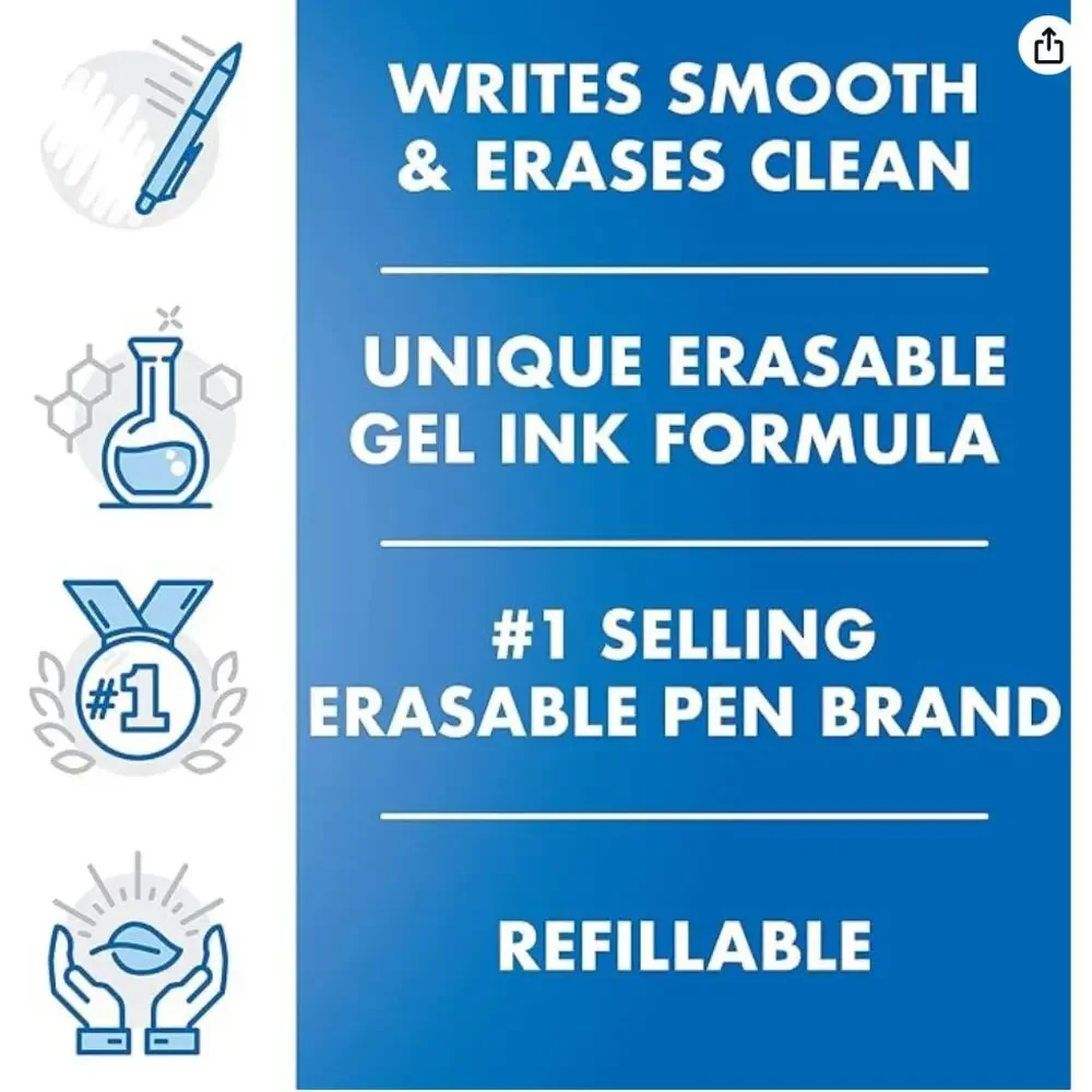 Pack of 12 Pilot, FriXion Clicker Erasable Gel Pens, Fine Point Pens, Black